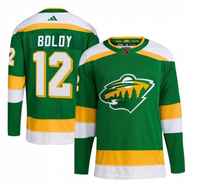 Men%27s Minnesota Wild #12 Matt Boldy Green 2022-23 Reverse Retro Stitched Jersey Dzhi->montreal canadiens->NHL Jersey